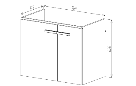 Тумба VIANT "Мюнхен" COMO 80 2 ств подвесная белая 425х760х620 (VMUN80COBEL-T2STP)