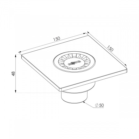 Трап сантехнический Nova Plastik 5030 пластмассовый 15*15, нижний, Ø50