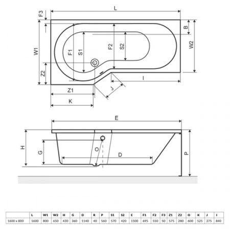 Акриловая ванна Excellent Be Spot 160x80 Left WAEX.BSL16WHс ножками NWE-60/68