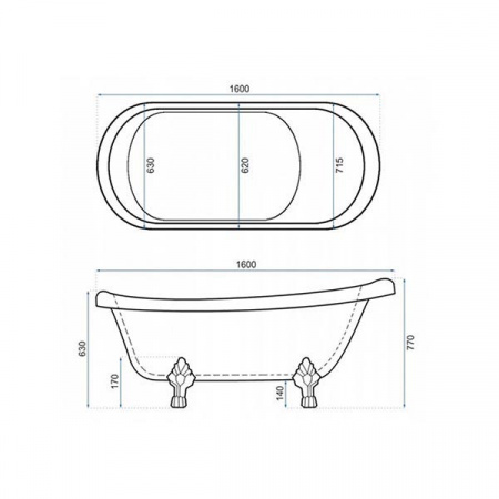 Акриловая ванна Rea BRASSO 160 CHROM Siphon REA-W5633