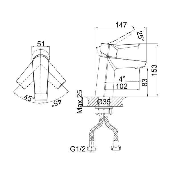 Смеситель для раковины D&K Rhein DA1262101, хром