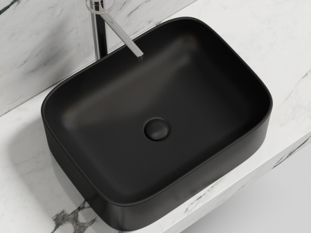 Умывальник чаша накладная прямоугольная Ceramicanova Element 505*380*150мм, черный матовый, CN6052MB