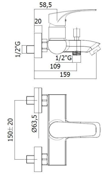 Смеситель для ванны с душем Paffoni Lime LM022CR