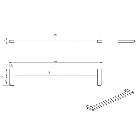 Полотенцедержатель двойной WONZON & WOGHAND, Хром (WW-V3102-CR)