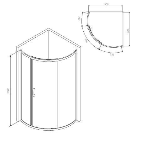 W83UG-315-090CG Like Solo Slide Душевое ограждение AM.PM 90x90x200, стекло тонированное, профиль хром