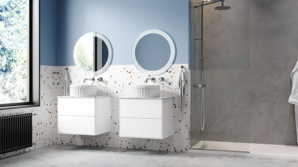 Тумба под умывальник Belux Джаз подвесная 60-02, белый глянцевый