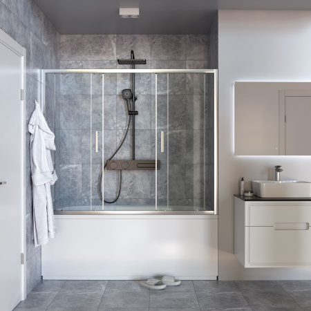 Душевая шторка на ванну Taliente TA-1714CP 170х140 стекло прозрачное 6 мм