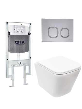 Комплект инсталляции с унитазом Weltwasser AMBERG 497 ST + GELBACH 043 MT-WT + AMBERG RD-CR
