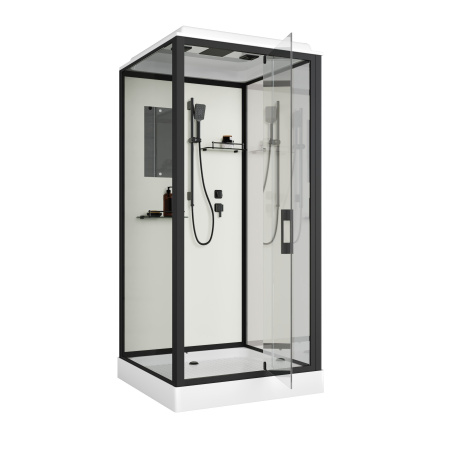 Душевая кабина Niagara Standart ST90/15Q/BL (90х90х215) квадрат,поддон 15см,распашная,проф.черный