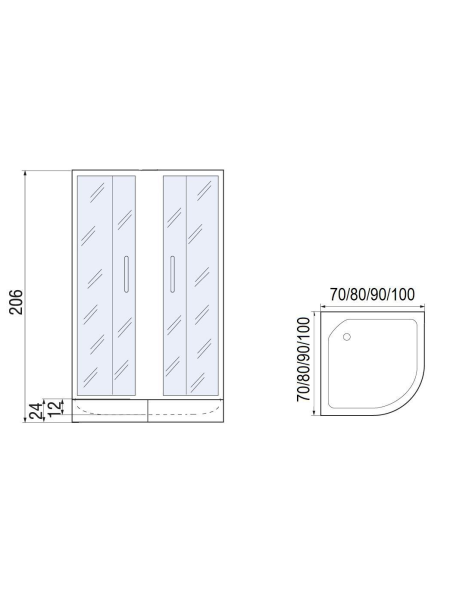 Душевой уголок МОНОМАХ МОНОМАХ -ДУ 70/180 МЗ
