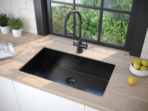 Мойка Paulmark GERBERG 74 UNI PM257444-GM 440х740х200 мм, нержавеющая сталь, вороненая сталь