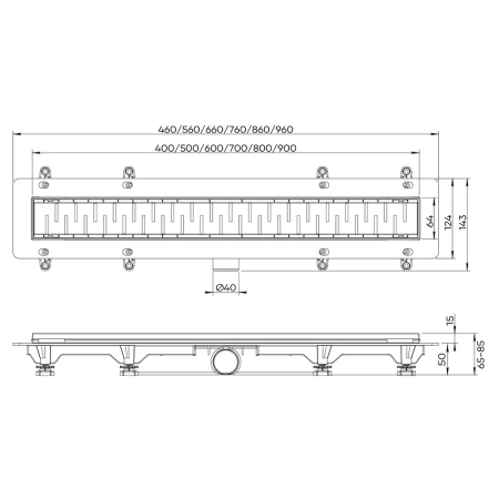 Душевой лоток Veconi Stesso Graphite  800