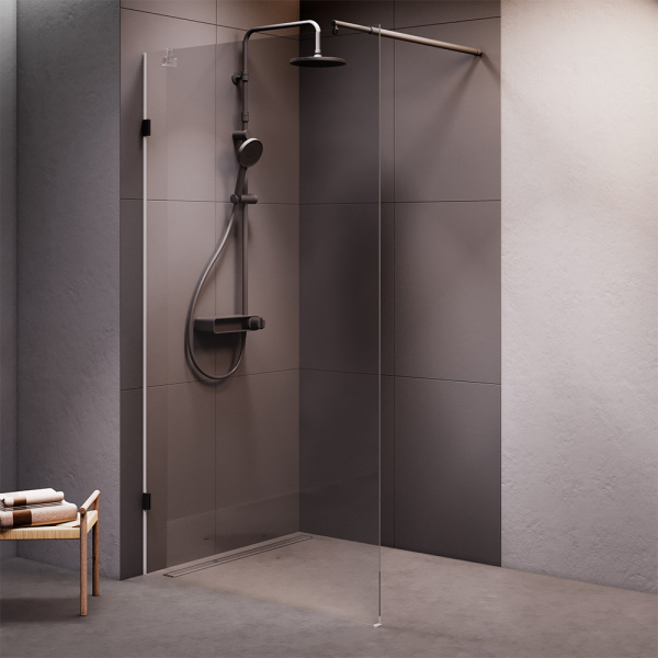 W94UWI-110-F1-BTE X-Joy Душевая перегородка AM.PM 110x195, стекло прозр. 8 мм + покрытие, фурнитура черный