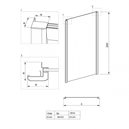 Боковая стенка Deante Cynia KTC_031S стекло прозрачное 90×200см