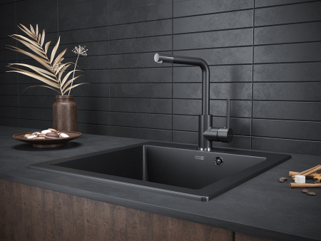 Смеситель для кухни Paulmark HONNER Ho212018-418, чёрный металлик