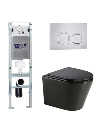 Комплект инсталляции с унитазом Weltwasser AMBERG 350 ST + SALZBACH 043 GL-BL + AMBERG RD-MT CR