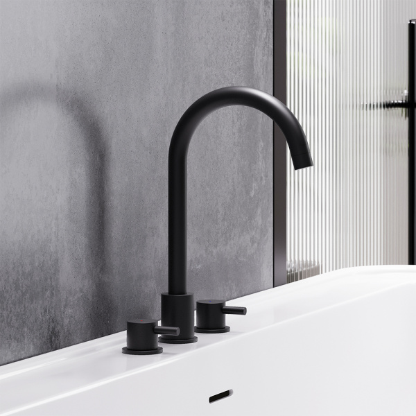 360200300 Scandinavian Pure Смеситель для умывальника Damixa, встраиваемый в столешницу, трёхсекционный, че