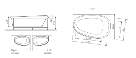 Ванна акриловая AM.PM Like W80A-170L110W-A левосторонняя, 170х110 см