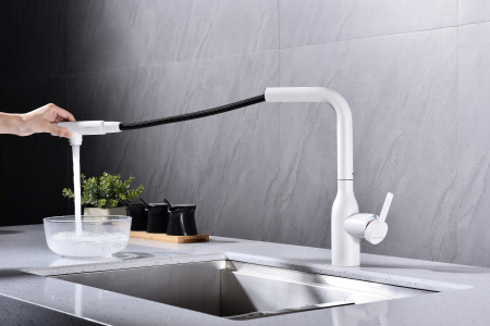 Смеситель для кухни Paulmark VIPER Vi213105-431(WH), белый матовый