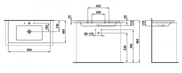 Умывальник Laufen Living Square 8164340001041 90x48x4