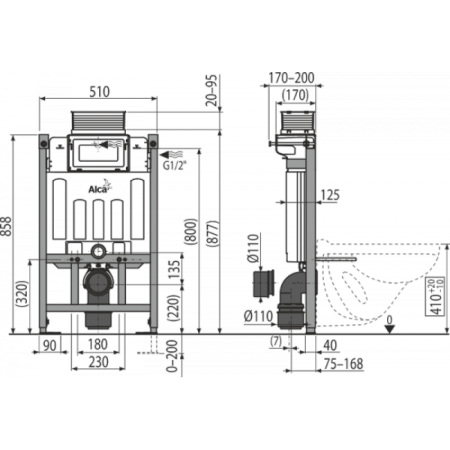 Система инсталляции для унитаза Alca Plast AM118/850 Sadromodul