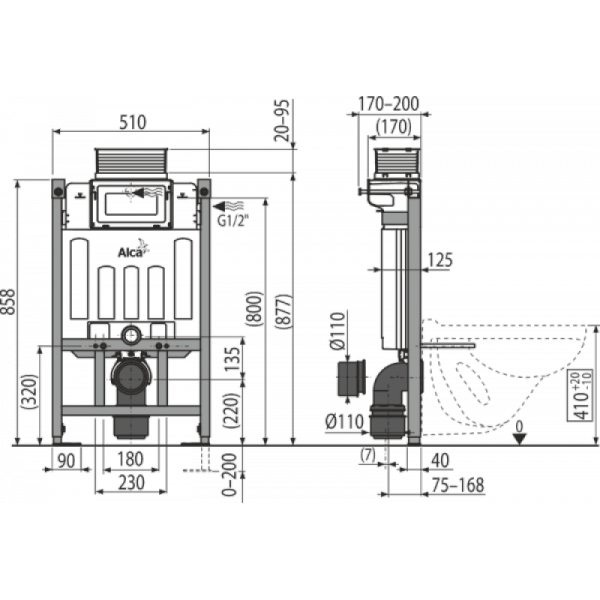 Система инсталляции для унитаза Alca Plast AM118/850 Sadromodul