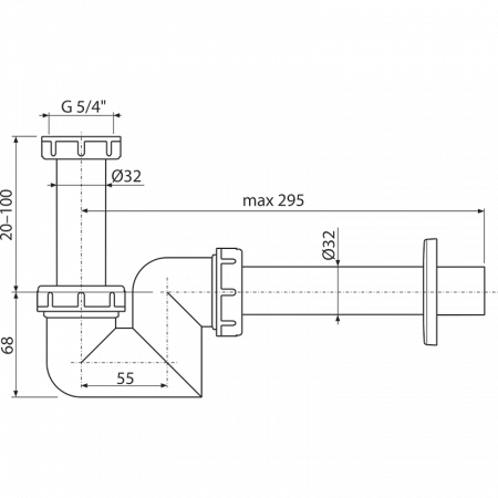 Сифон для умывальника и биде AlcaPlast A45F-DN32-BL-01