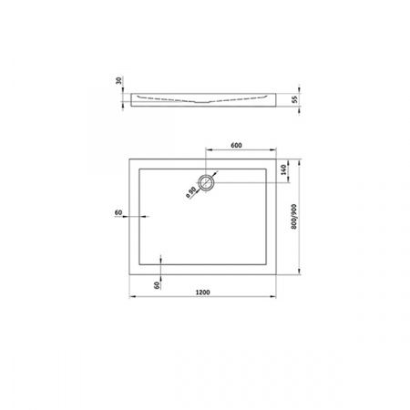 Поддон прямоугольный Deante Minimal KTN_044B 80х120х5,5см