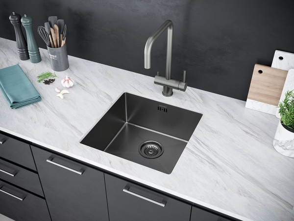 Мойка Paulmark GERBERG 44 UNI PM254444-GM 440х440х200 мм, нержавеющая сталь, вороненая сталь