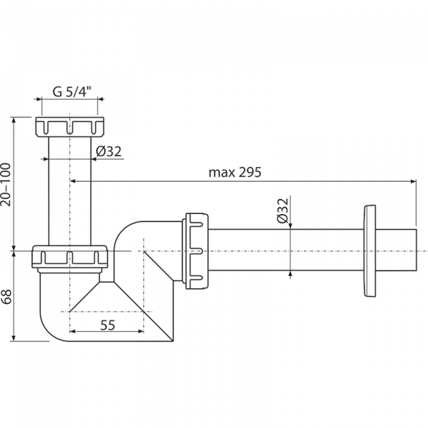 Сифон для умывальника и биде AlcaPlast A45F-DN32-BL-01