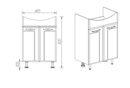 Тумба VIANT "Прага" ERICA 55 2 ств 300х485х820 (VPRA55ER-T2ST)