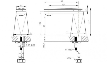 Смеситель для раковины Bravat DIAMOND F118102C-1-ENG, хром