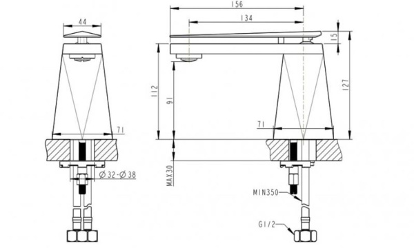 Смеситель для раковины Bravat DIAMOND F118102C-1-ENG, хром