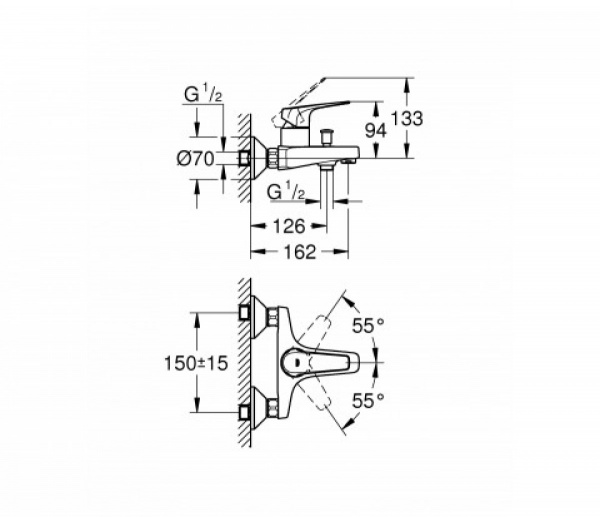 Смеситель для ванны GROHE BauFlow 23601000