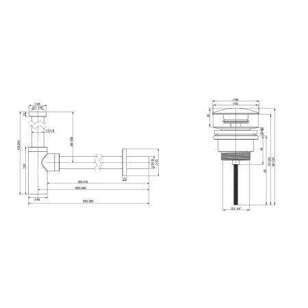 Набор 2 в 1 Wellsee Drainage System 182104003, сифон для раковины, донный клапан, хром