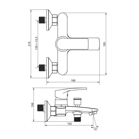481000300 Eclipse 2.0, Смеситель для ванной и душа AM.PM, черный