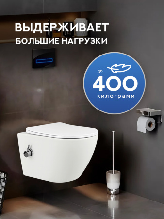 Унитаз подвесной безободковый Amore di Mare Lenza Tornado Bidet P252-XT с функцией биде, овальный белый, антивсплеск, фарфор, быстросъемное сиденье дюропласт с микролифт, антибактериальное покрытие