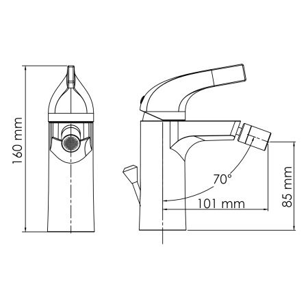 Смеситель для биде Wasserkraft Sauer 7106 с донным клапаном