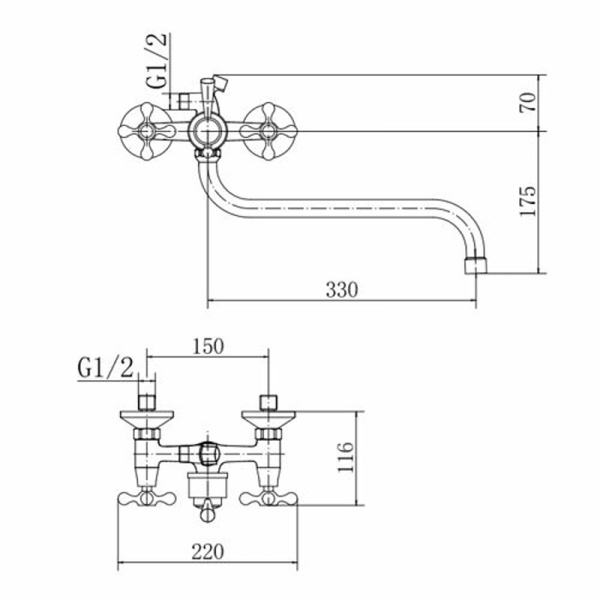 Смеситель для ванны FASHUN A2208, хром
