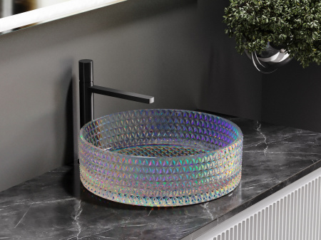 Умывальник чаша накладная круглая Ceramicanova Cristal 360*360*112мм, неон, CN6059