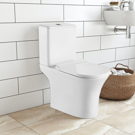 Унитаз напольный Azario FRETTA ROUND N 340х650х770 безободковый, c быстросьемным сиденьем микролифт (AZ-1038A)