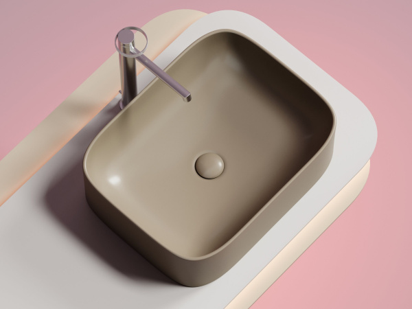 Умывальник чаша накладная прямоугольная Ceramicanova Element 505*380*150мм, капучино матовый, CN6052MC