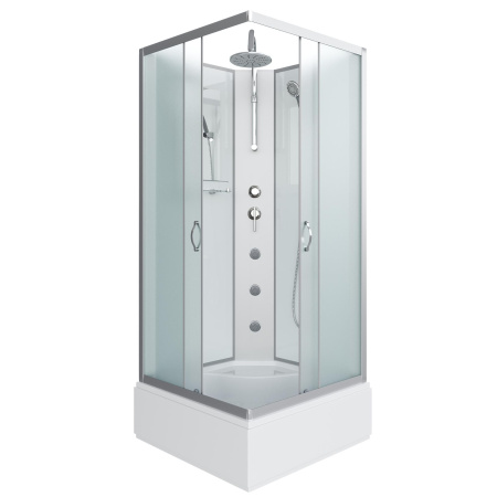 Душевая кабина Niagara Classic NG-1108-14BKTG (90х90х210) средний поддон(26см),стекло матовое,4 места с полкой