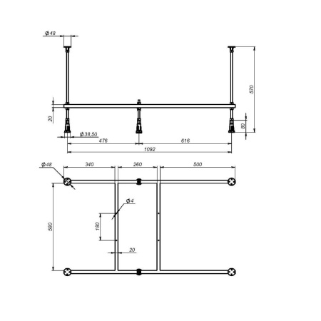 W00A-120-070W-R Универсальный каркас для ванны 120х70 см