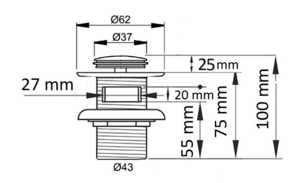 Донный клапан для раковины CeramaLux RD013 с переливом
