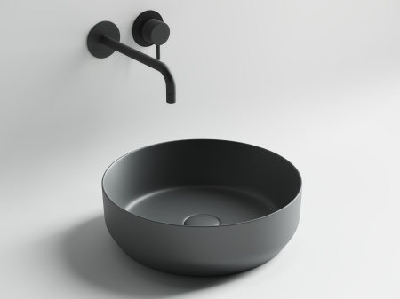 Умывальник чаша накладная круглая Ceramicanova Element 390*390*120мм, Темный антрацит матовый, CN6022MDH