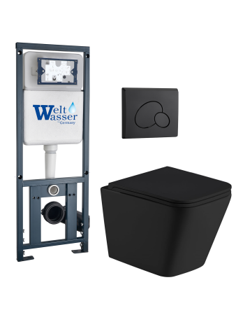 Комплект инсталляции с унитазом Weltwasser MARBERG 410 + GELBACH 043 MT-BL + MAR 410 RD MT-BL