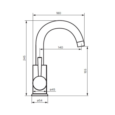 Смеситель для умывальника Dorff D3002101SS Logic поворотный, нержавеющая сталь