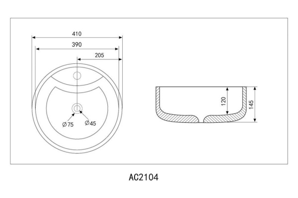 Раковина накладная ABBER Bequem AC2104MB черная матовая