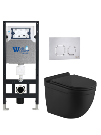 Комплект инсталляции с унитазом Weltwasser AMBERG 506 + HEIMBACH 043 MT-BL + AMBERG RD-MT CR